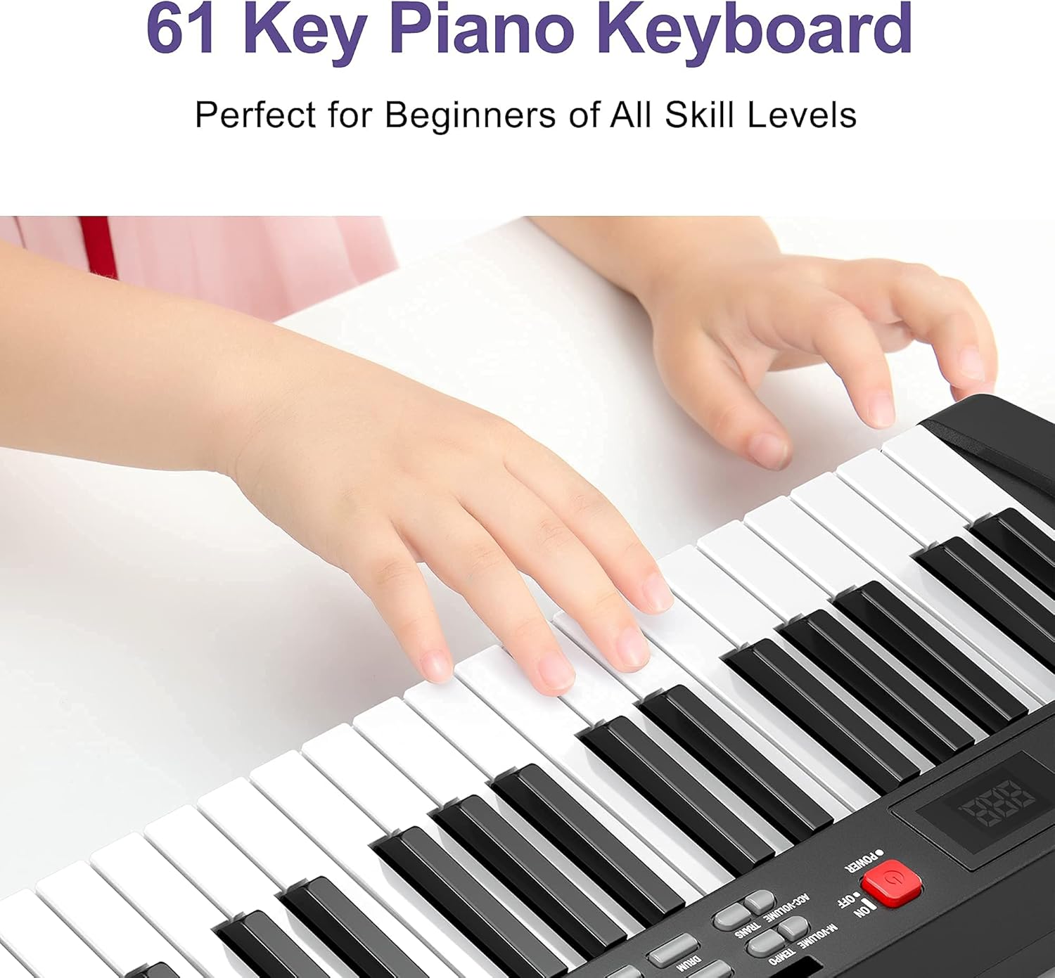 Amyove 61-Key Beginners Electric Keyboard Piano, Portable Multifunction Piano Keyboard with Microphone, Power Supply & Sheet Music Stand Pack of 2