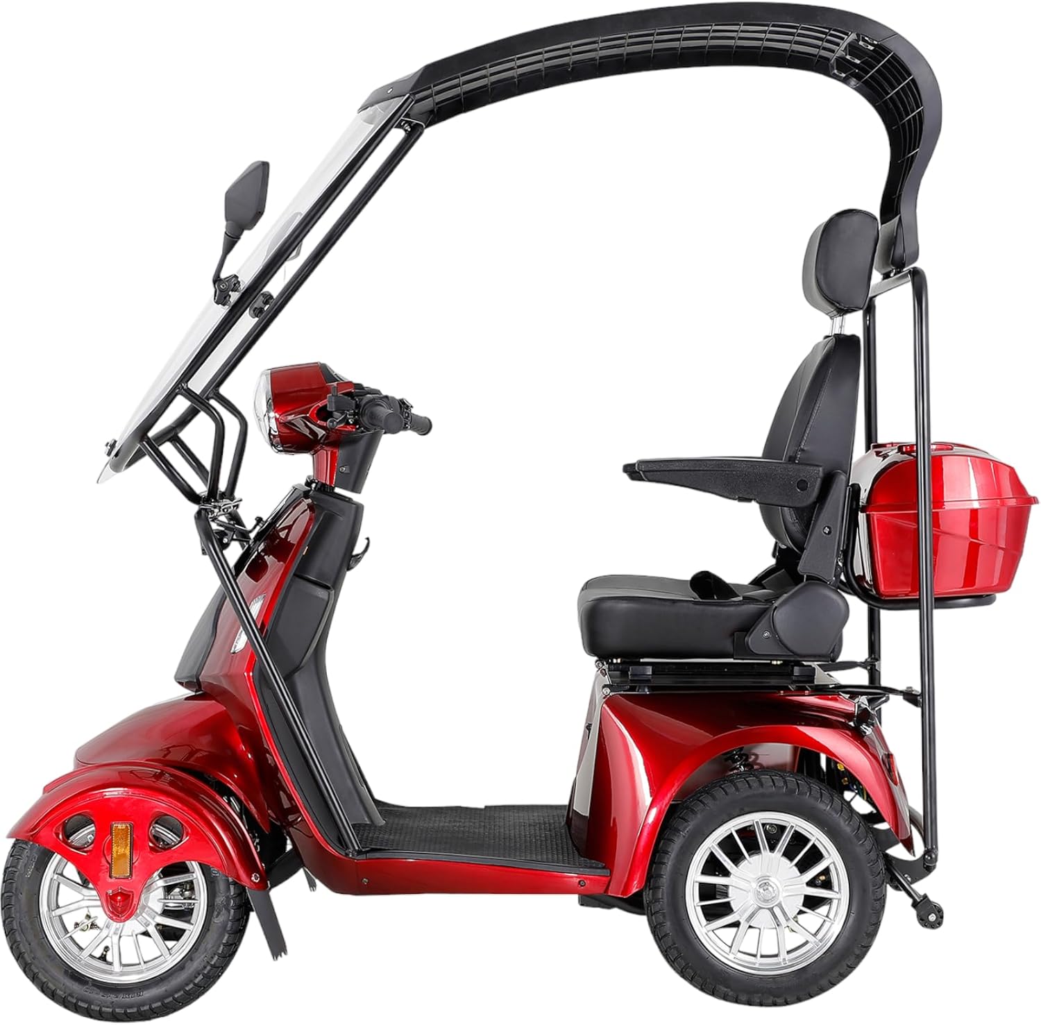 Heavy Duty Mobility Scooter with Roof & Windshield - Electric Powered Wheelchair for Seniors & Adults 500lbs Capacity- 800W Fast Mobility Chair with Long Range Battery Remote Keys