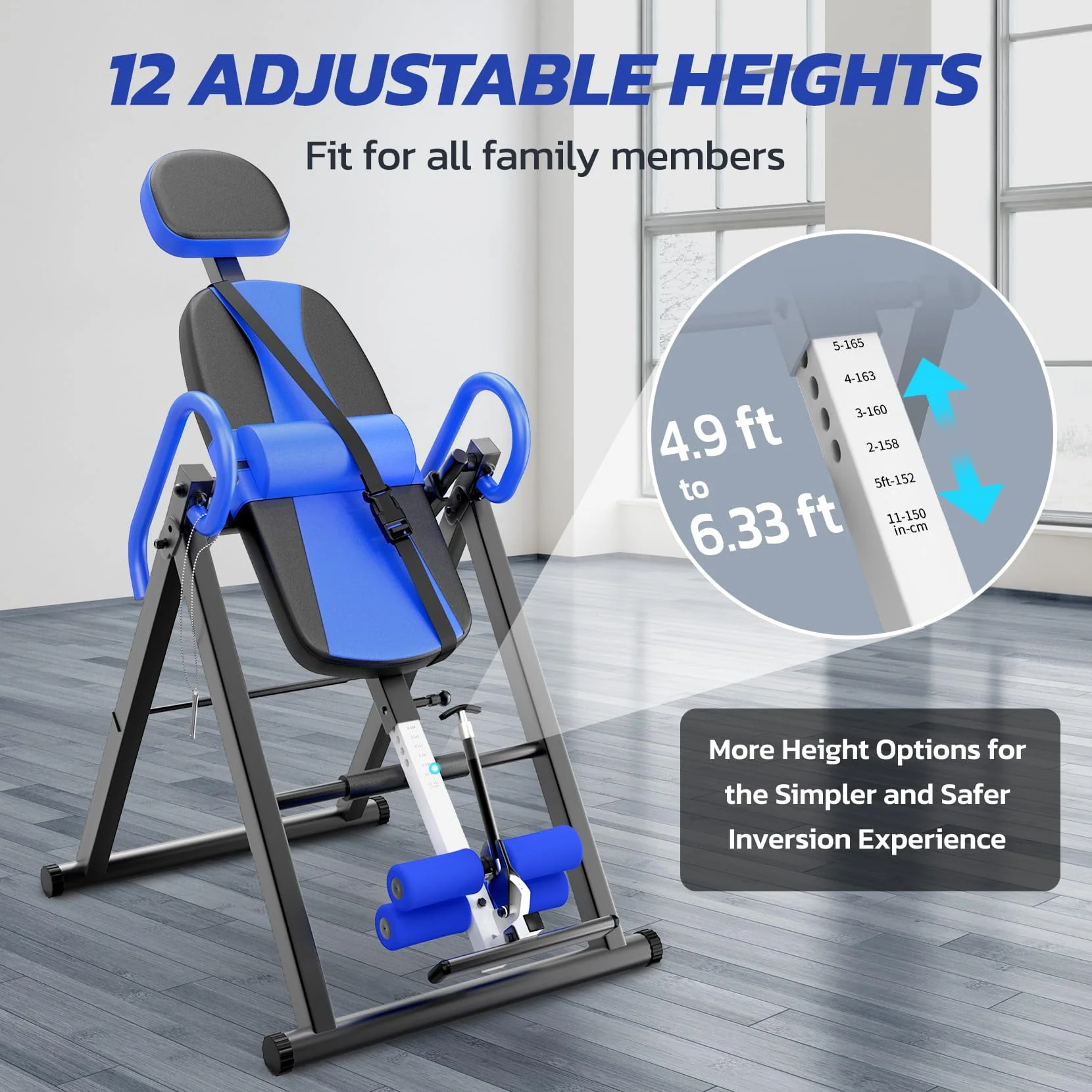 Heavy Duty Inversion Table,300 Lbs Capacity with Adjustable Protective Belt,0°-85°Foldable Save 70% Space Inversion Table for Back Pain Relief,Red