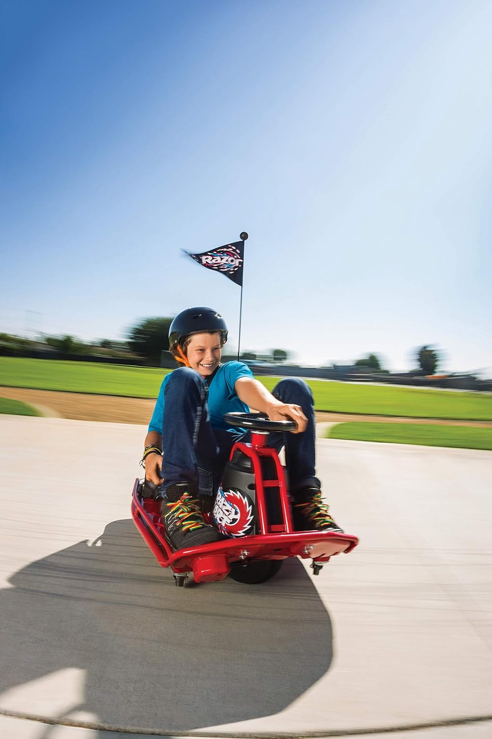 Razor Crazy Cart DLX - 24V Electric Drfting Go Kart - Enhanced Drift Bar, Brodie Knob Steering & Crazy Cart - 24V Electric Drifting Go Kart - Variable Speed, Up to 12 mph, Drift Bar