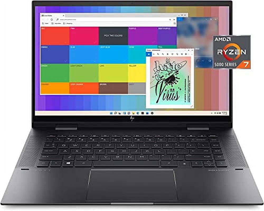 Latest HP Envy x360 2-in-1 Laptop | 15.6" IPS FHD Touchscreen | AMD 8-Core Ryzen 7 5825U | Radeon Graphics | 24GB RAM 512GB NVMe SSD | WiFi6 | USB-C | HDMI | Backlit KB | FPR | Windows 10 Pro
