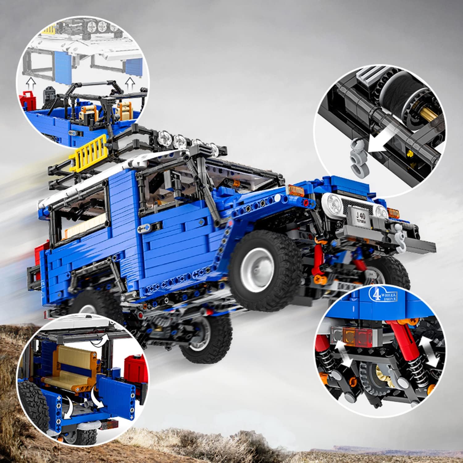 MINEBRICKS Technic Toyota FJ40 Building Set, 1:12 Scale Classic Model Car Kit Gift for Teens and Adult, High-Performance Remote and APP Controlled Toy Vehicles (2101 Pieces)