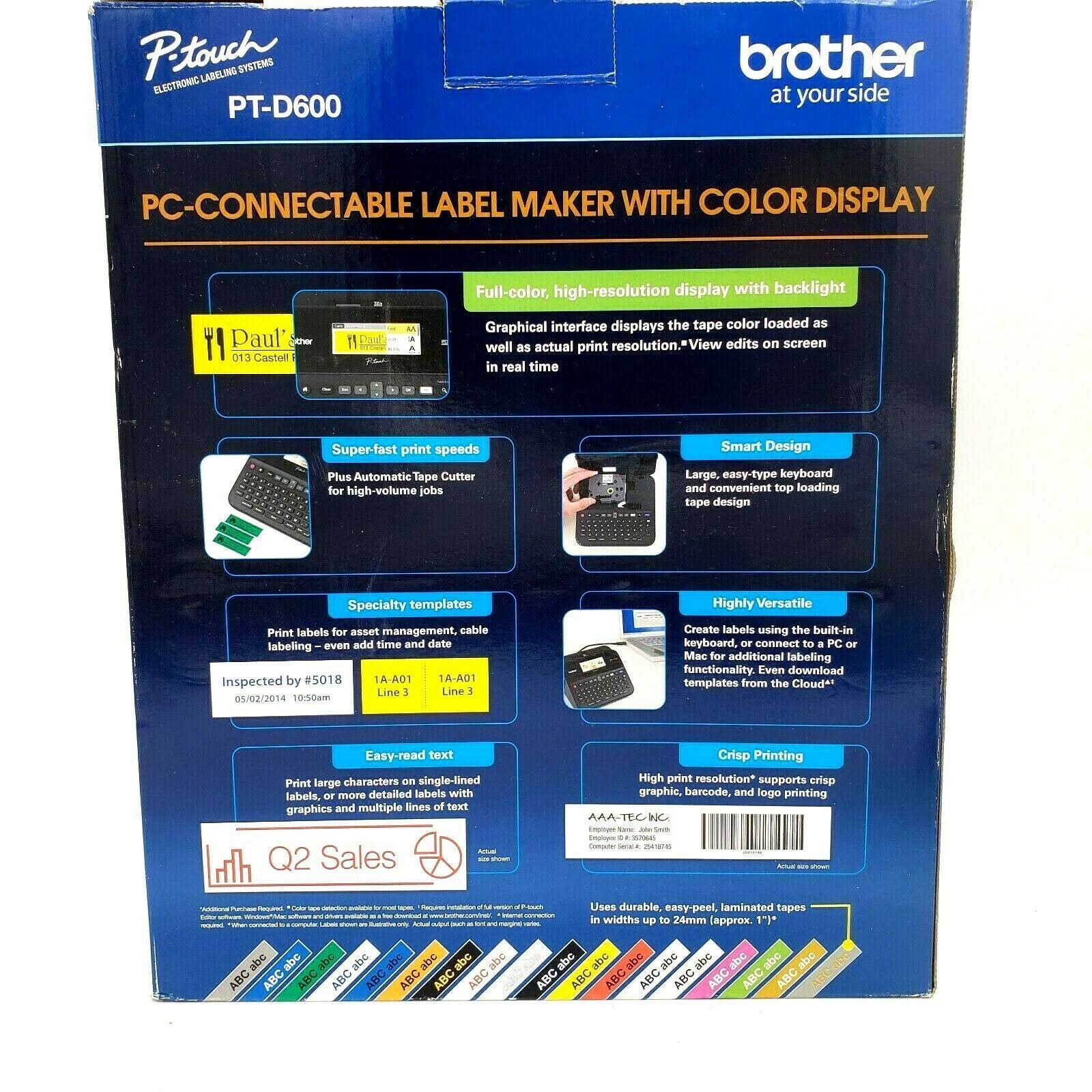 Brother P-Touch PT-D600 Monochrome Thermal Transfer Label Printer - Black/Dark Gray