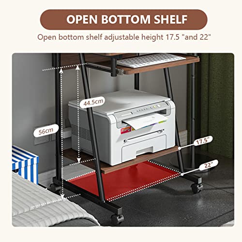 Small Computer Desk with Storage Shelves, Portable Rolling Computer Desk Study Table, Compact PC Laptop Workstation for Home Office