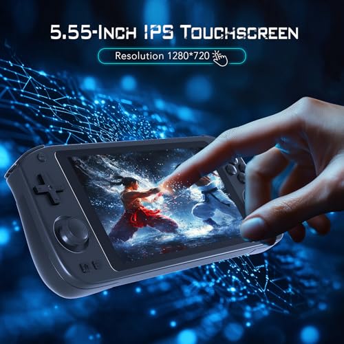 Retro Handheld Game Console with Android System, RK35XX, HD 5.55 Inch Touch Screen, 4000mAh Battery, Support HDMI Output, WiFi, Portable Gaming Device with 64G MicroSD Card