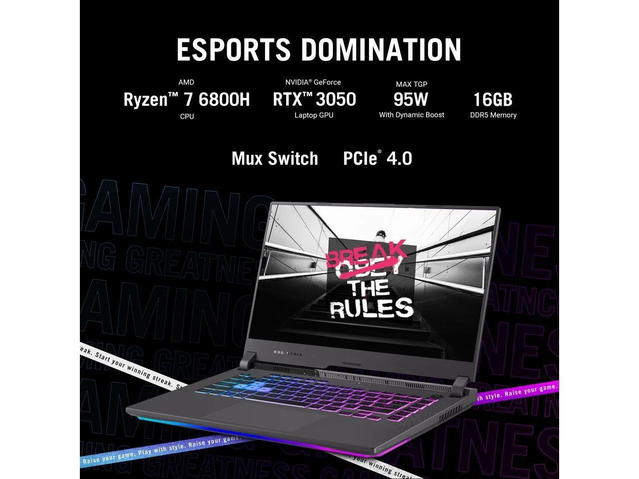 ASUS ROG Strix G15 (2022) Gaming Laptop, 15.6" FHD 144Hz, GeForce RTX 3050, AMD Ryzen 7 6800HS, 16GB DDR5, 512GB PCIe SSD, Wi-Fi 6E, Windows 11, G513RC-ES73