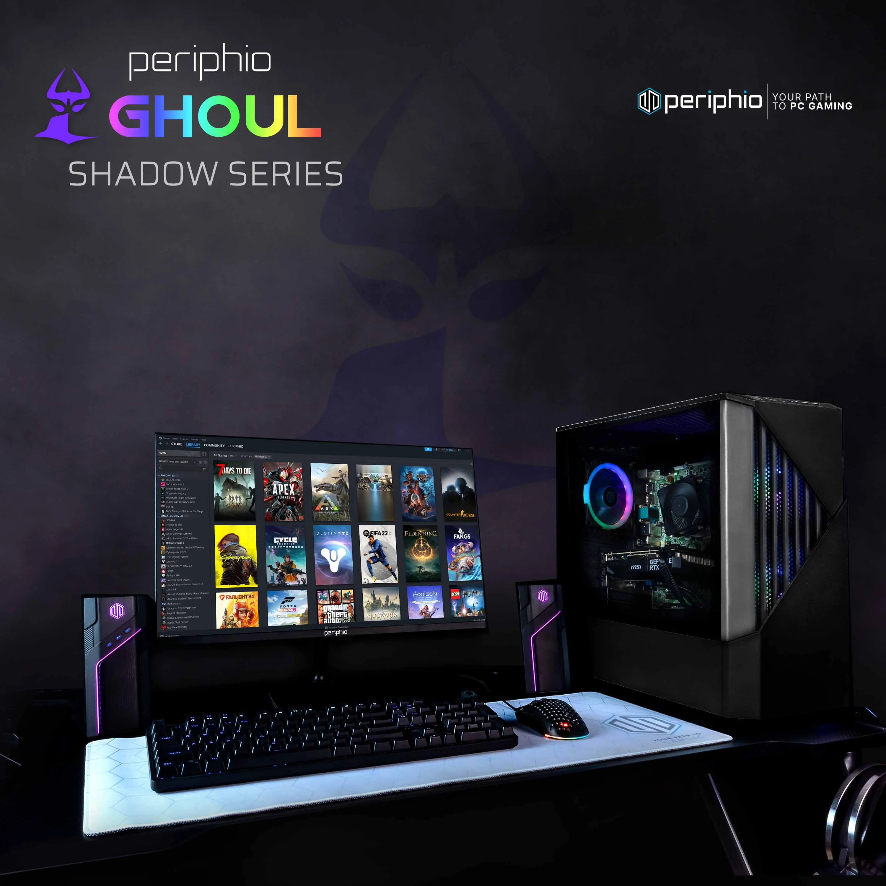 Restored Periphio Ghoul Prebuilt Gaming PC Desktop Computer Tower Intel Quad-Core i5 NVIDIA GeForce GT 1030 Graphics 16GB RAM 120GB SSD + 500GB HDD Windows 10 HDMI Wi-Fi (Refurbished)