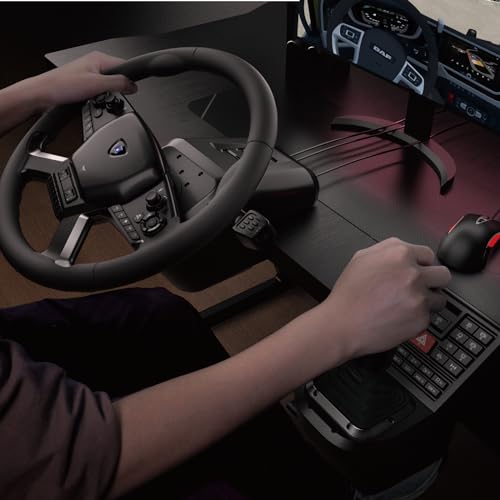 HORI Truck Control System for Windows 11/10 with Force Feedback Steering Wheel, Shifter Control Panel, & Pedals
