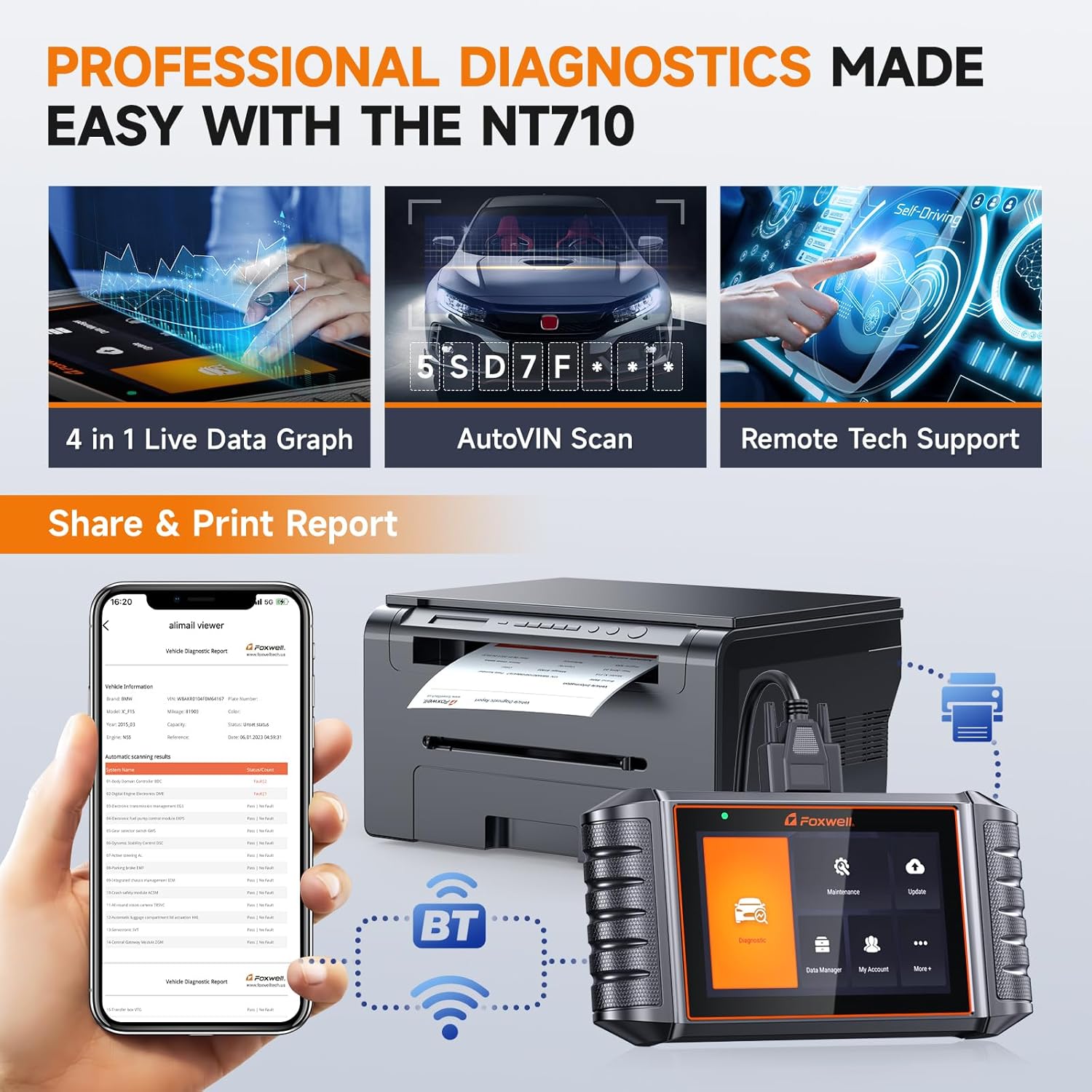 FOXWELL NT710 fit for Toyota Lexus Scion OBD2 Scanner Bi-Directional Control Full System Code Reader Diagnostic Scan Tool, All Service Reset Oil EPB Brake TPMS Crankshaft Relearn ECU Coding Live Data