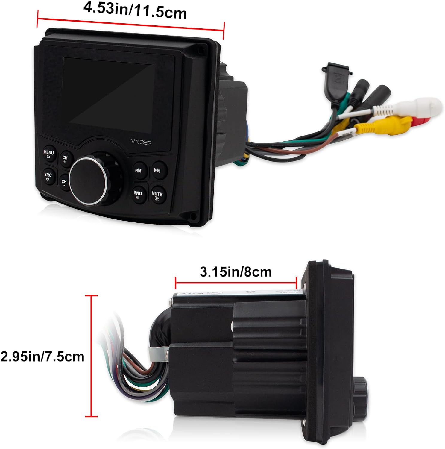 3 Inches Marine Stereo Bluetooth Waterproof Digital Display Radio Media Receiver with AM/FM, USB, MP3 Capability for UTV, ATV, Boat, RZR