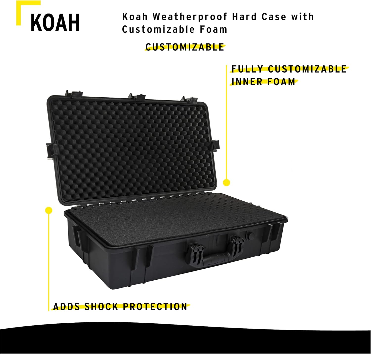 Koah Weatherproof Hard Case with Customizable Foam (28.3" x 16.9" x 7.0" Inch Outer, 25.4" x 13.7" x 6.4" Inner)