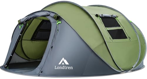 4 Person Easy Pop Up Tent Waterproof Automatic Setup 2 Doors-Instant Family Tents for Camping Hiking & Traveling