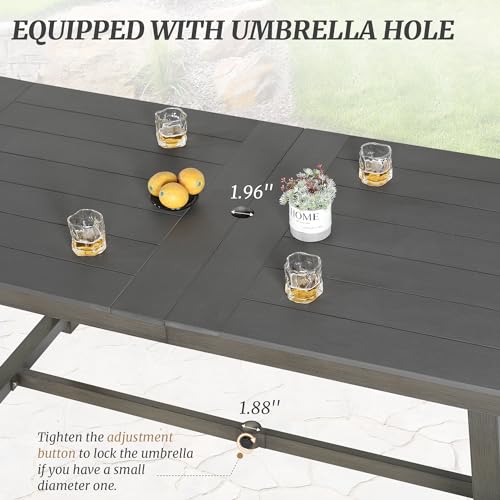 Outdoor Table and chairs Set 5Pcs,HDPS Patio Dining Set Swivel Rocking with Umbrella Hole, Aluminum Frame with HDPS Seat, Bullard Outdoor Furniture Set, brown-oil printed