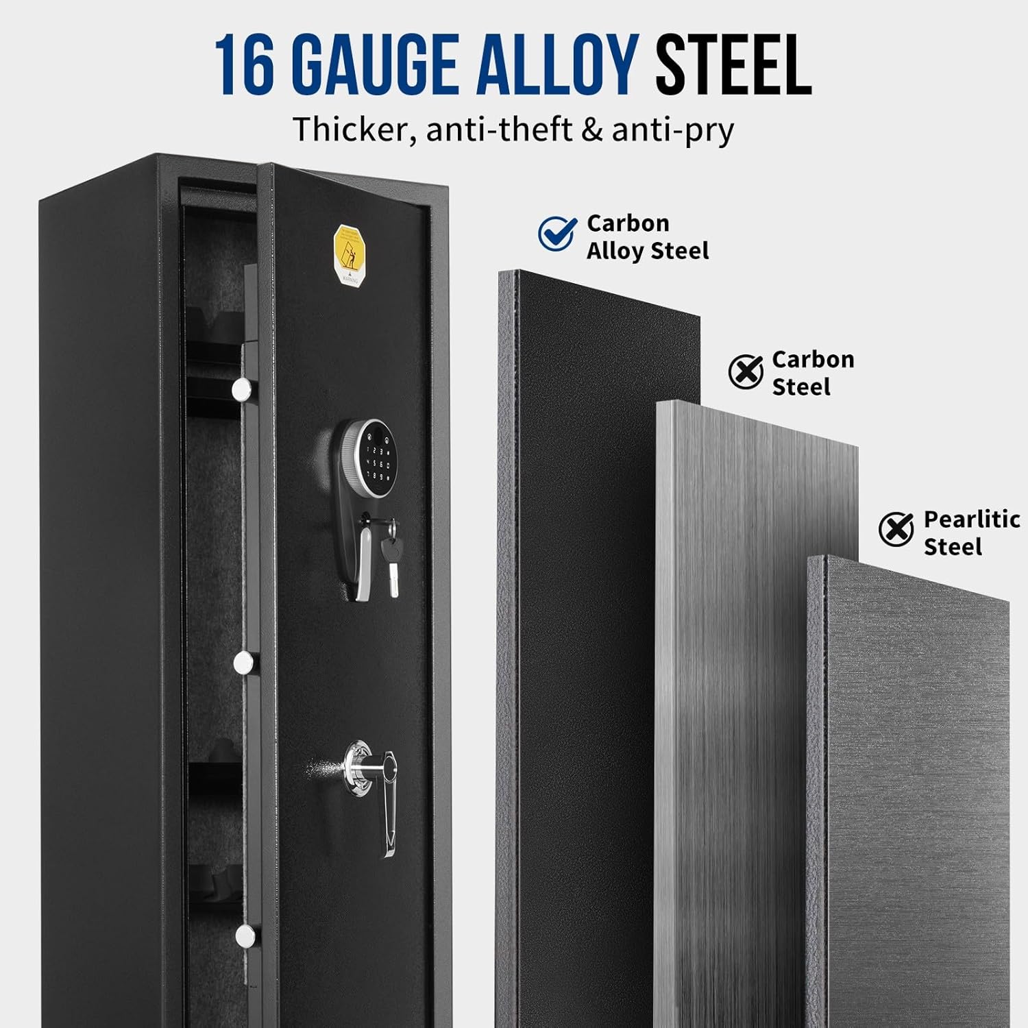 BlackSmith 6 Long Gun Safe for Rifle Pistols Home Rifle Gun Safe Quick Access Handgun Safe with Keys Keypad Wall Mount Large Gun Cabinet with Pistol Rack Pockets Rifle Racks Ammo Storage