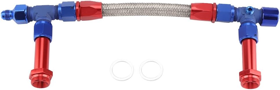 Holley 4150 Dual Feed Line-4150 Braided Dual Feed Fuel Line Kit Fuel Rail Carburetor Carb Joint for 4150 Carbide Based W / AN6 Adapter Aluminum Universal Pack of 2