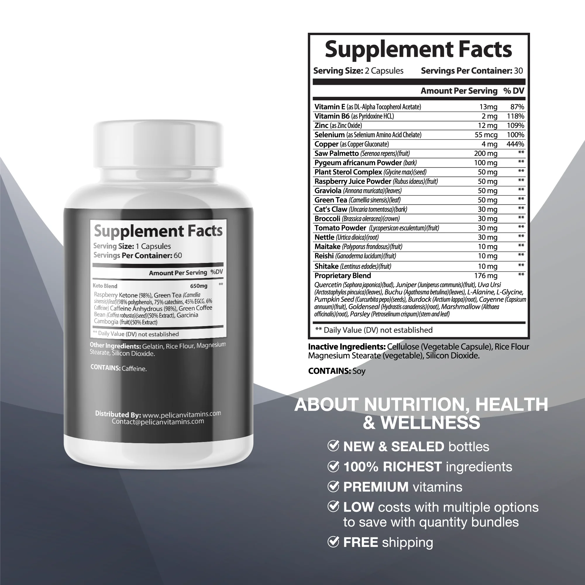 PX7 Primal Flow Advanced Prostate Support- Circulation- 2 Bottles- 120 Capsules- Dr. Pelican