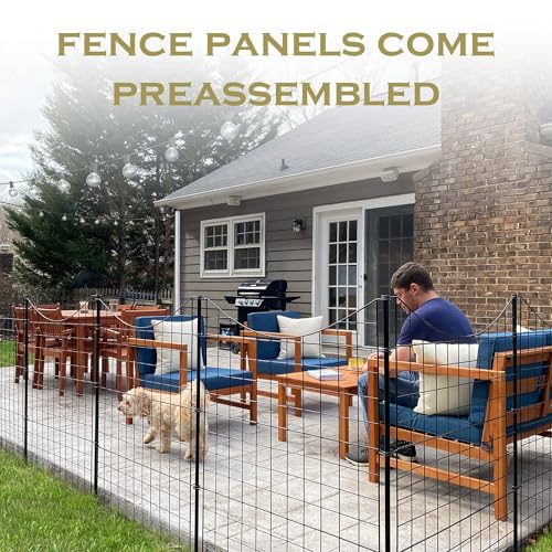 Zippity Outdoor Products WF29014 No-Dig Metal Garden Fence and Gate Bundle, 4 Panels + 1 Gate, 39" Tall, Black