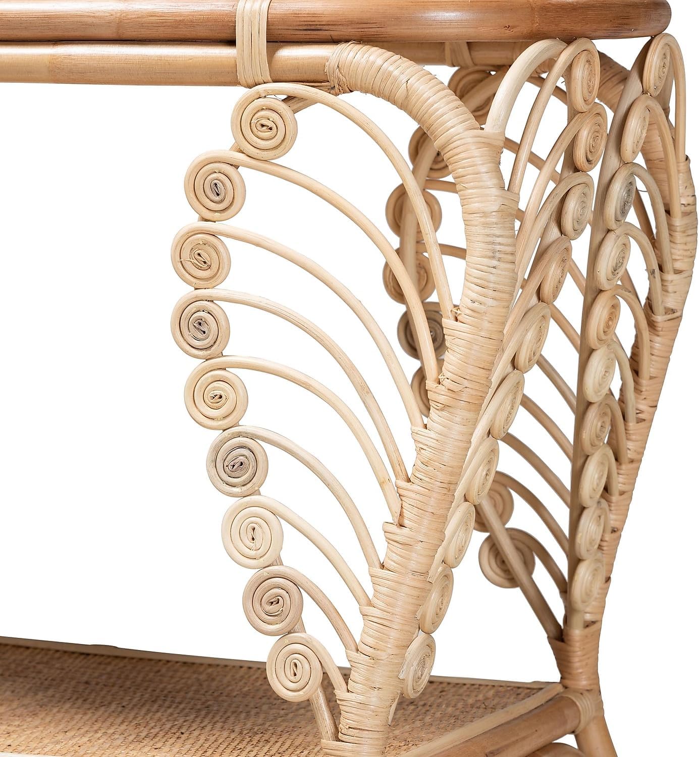 Baxton Studio Bastet Modern Bohemian Natural Brown Rattan 2-Tier Console Table