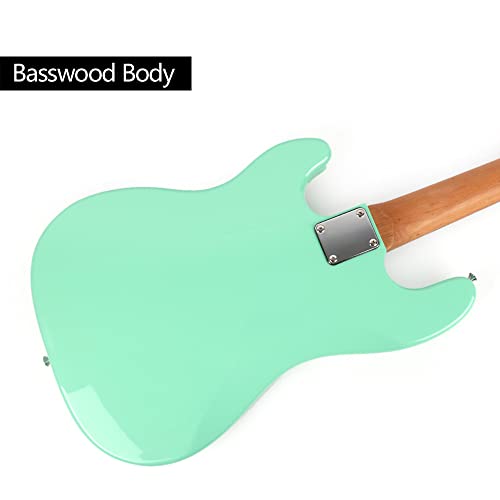 Full Size Standard Electric Bass Guitar Four 4 String Right Hand Handed Basswood Body Roasted Canadian Maple Neck Genuine Rosewood Fretboard Fingerboard with Gig Bag (Black)