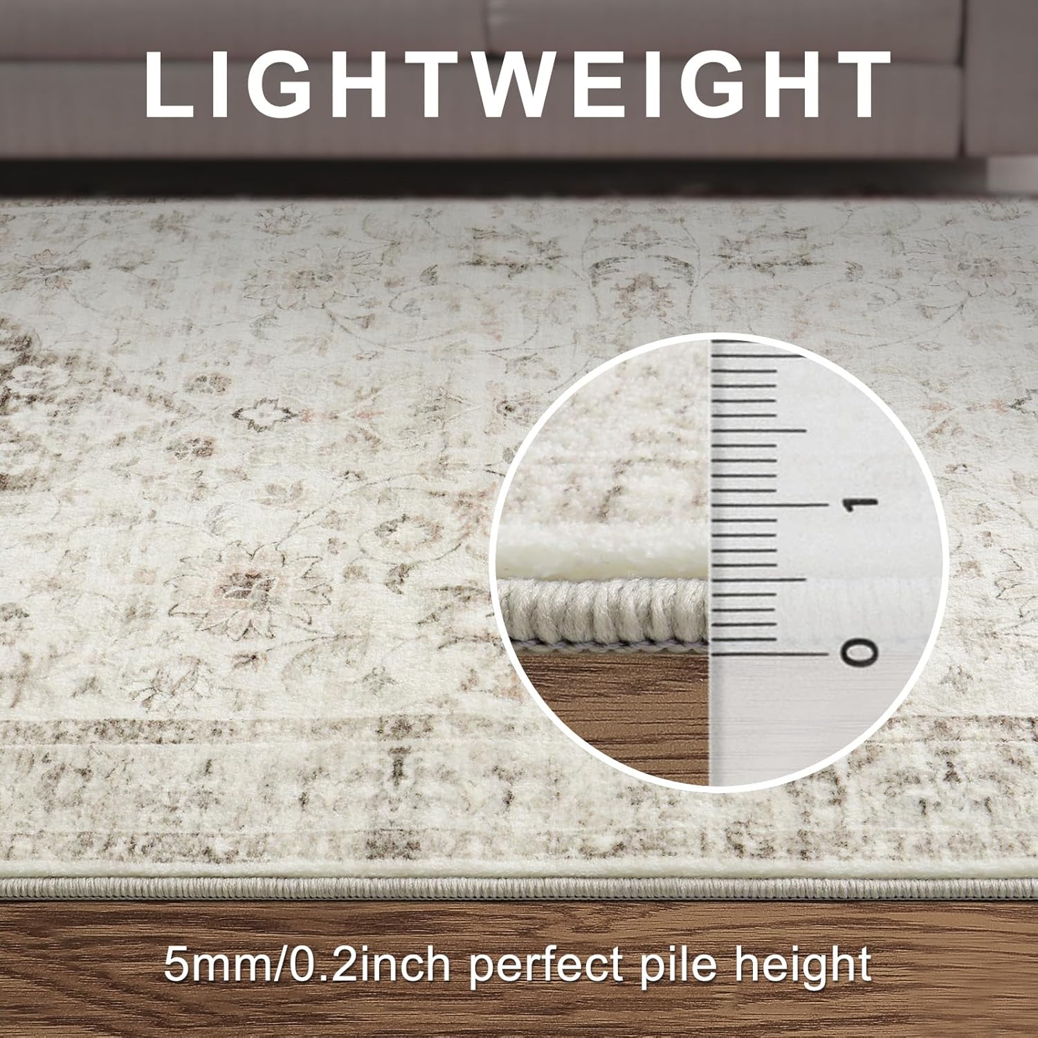 LIVEBOX Machine Washable Area Rugs 8x10 - Large Farmhouse Rugs for Living Room Oriental Rug for Bedroom, Non-Slip Retro Medallion Carpet Print Distressed Rug for Dining Room Guest Room Office, Taupe