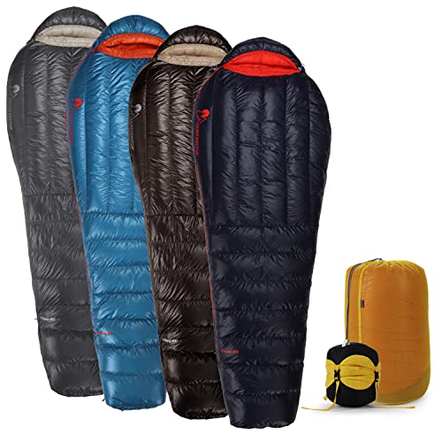 Mountaintop Ultralight Mummy Down Sleeping Bag 650 Fill Power Duck Down Suits for 32 Degree F for Camping Hiking Backpacking