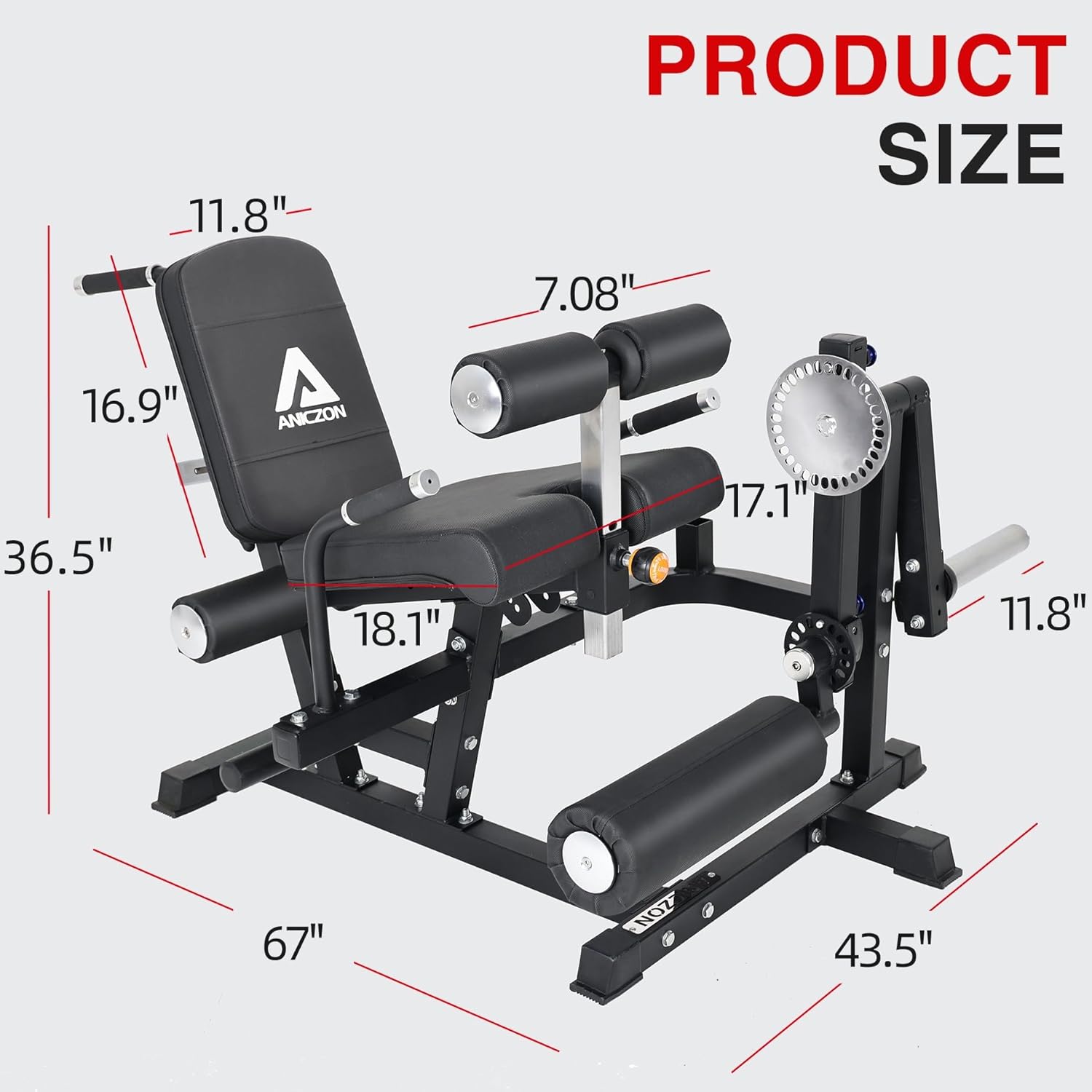 Leg Extension and Curl Machine, Leg Rotary Extension for Thigh with Adjustable Seat & Backrest, Lower Body Special Leg Machine with Plate Loaded for Home Gym, 770LB Commercial Rated