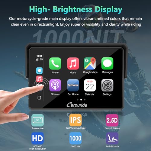 2025 CARPURIDE W702BS PRO for BMW Motorcycle CarPlay & Android Auto Dual Bluetooth, 7" Waterproof GPS Navigation Screen, Data Reading, Native Wonder, TPMS, Light Sensor, Music Sharing, Intercom,16-Pin