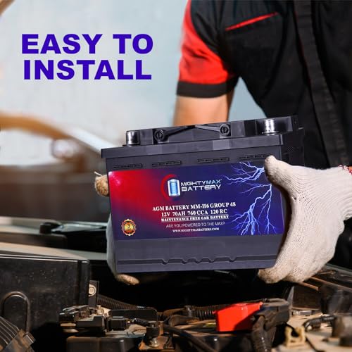 Mighty Max Battery MM-H5 Start and Stop Car BCI Group Size 47 12V 60 AH, 100RC, 680 CCA Rechargeable AGM Car Battery