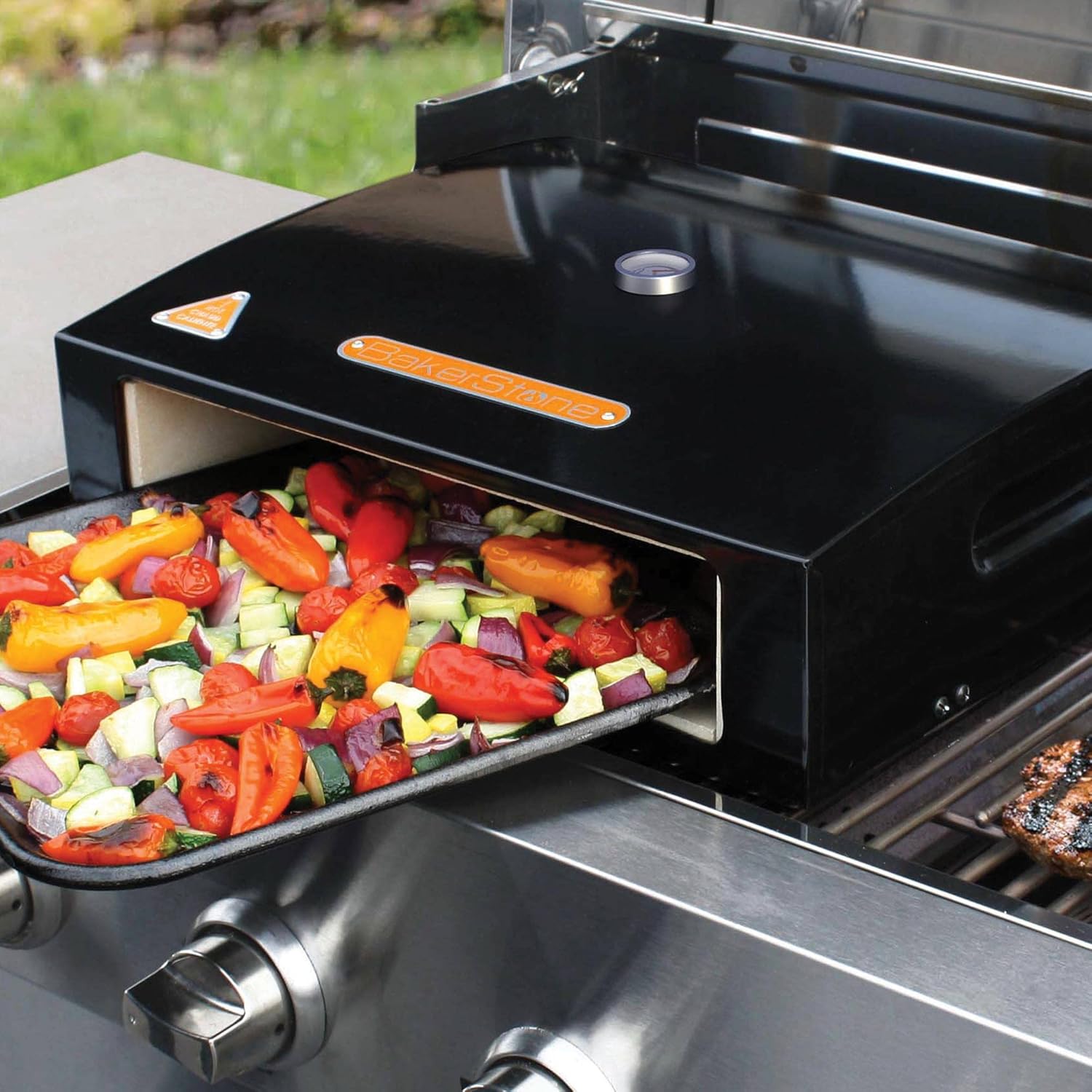 BakerStone Pizza Oven Box Kit for Grill Top, Outdoor Pizza Oven 5-sided Stone Baking Chamber with Wood Pizza Peel, Turning Peel For Backyard Patio Camping Barbecues, Basic Series