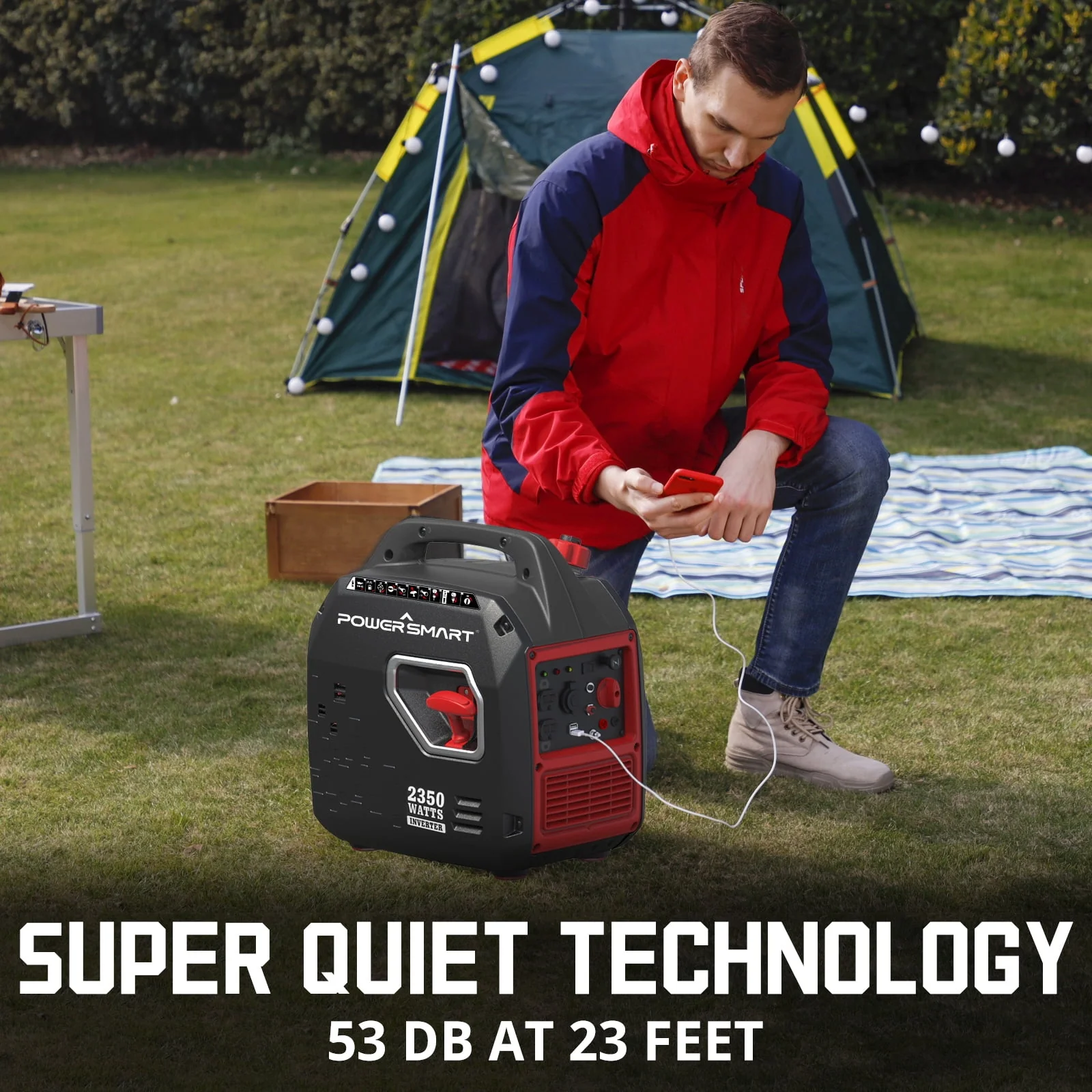 PowerSmart 2350W Portable Inverter Gas Generator .Super Quiet .Low Oil Shutdown, Ultra Lightweight for Camping