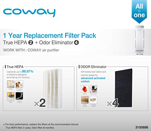 Coway Airmega 300 Smart Air Purifier True HEPA Air Purifier With Smart Technology, 1,256 sq.ft., White