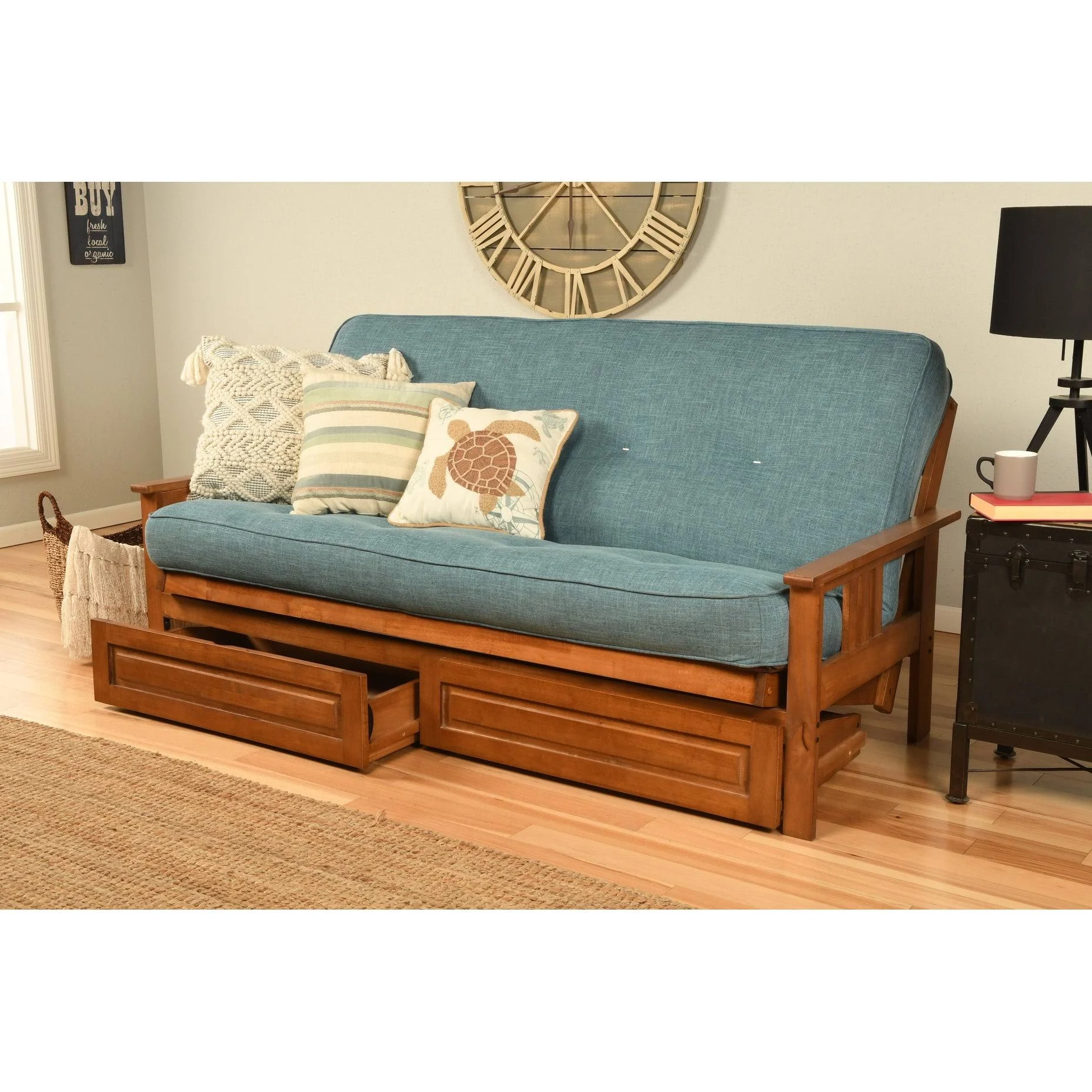 Porch u0026 Den Kern Full-Size Storage Futon with Suede Mattress Suede Peat Solid