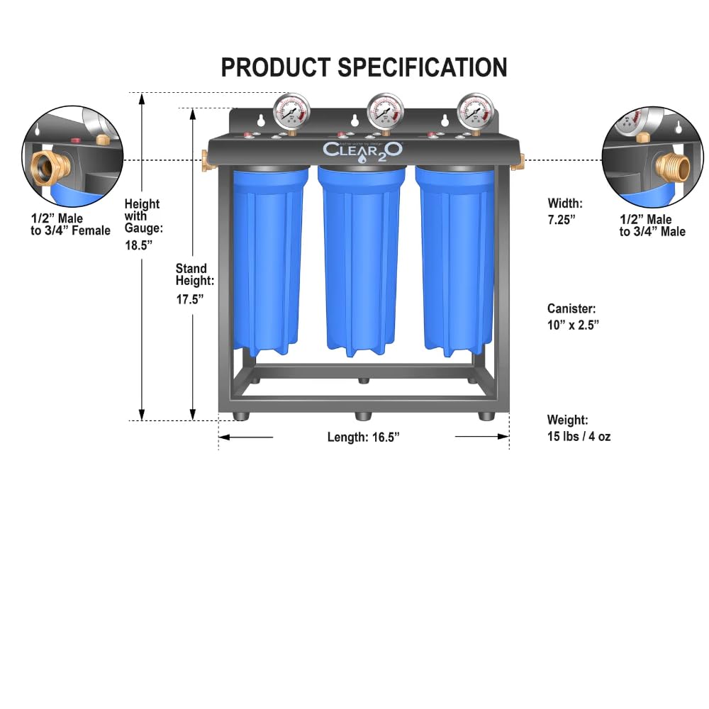 CLEAR2O® RV Triple Canister Water Filtration System - CTC300