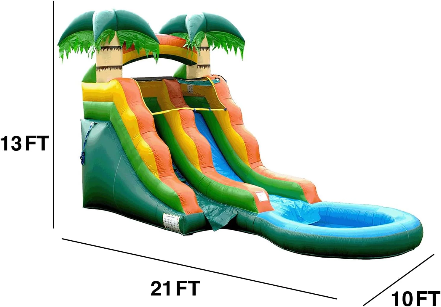 HeroKiddo Outdoor Commercial Grade Tropical Inflatable Water Slide for Kids and Adults with Pool and Blower