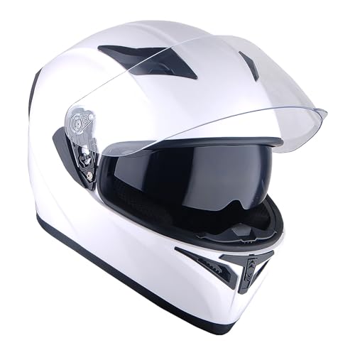 1Storm Motorcycle Full Face Dual Visor Helmet Bundle with Spoiler and Motorcycle Bluetooth Headset: HJK316 Matt Black