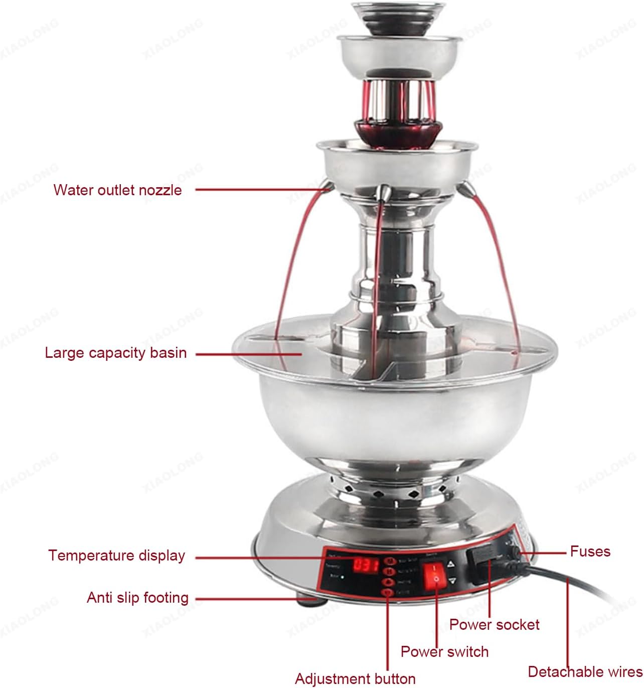 Wine Fountain Machine, 3-Tier Party Fountain Adjustment Juice and Wine Fountain 3.5L Wine Machine for Wedding Bar Party