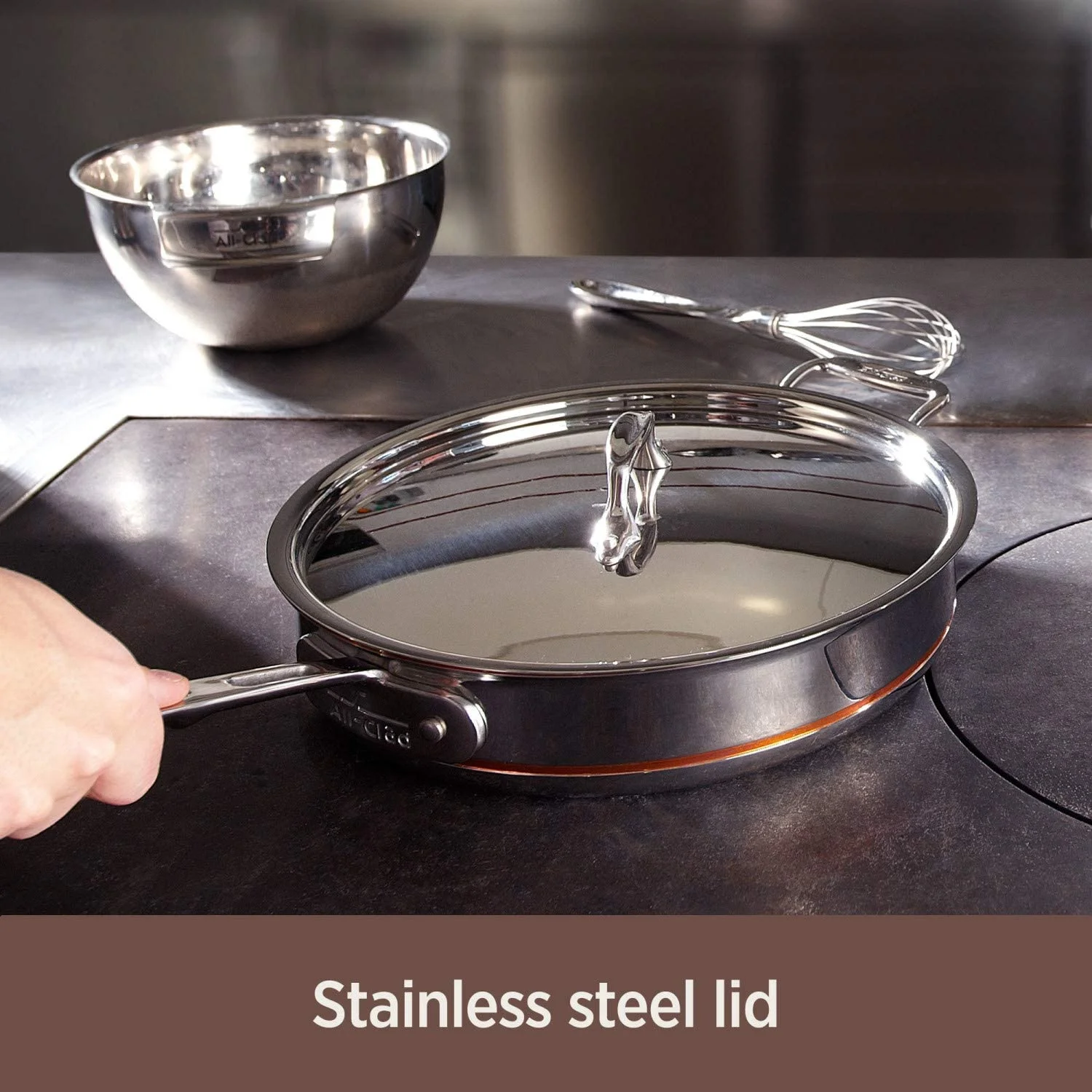 en Copper Core 5-Ply Stainless Steel Cookware Set 14 Piece Induction Oven Broil Safe 600F Pots and Pans