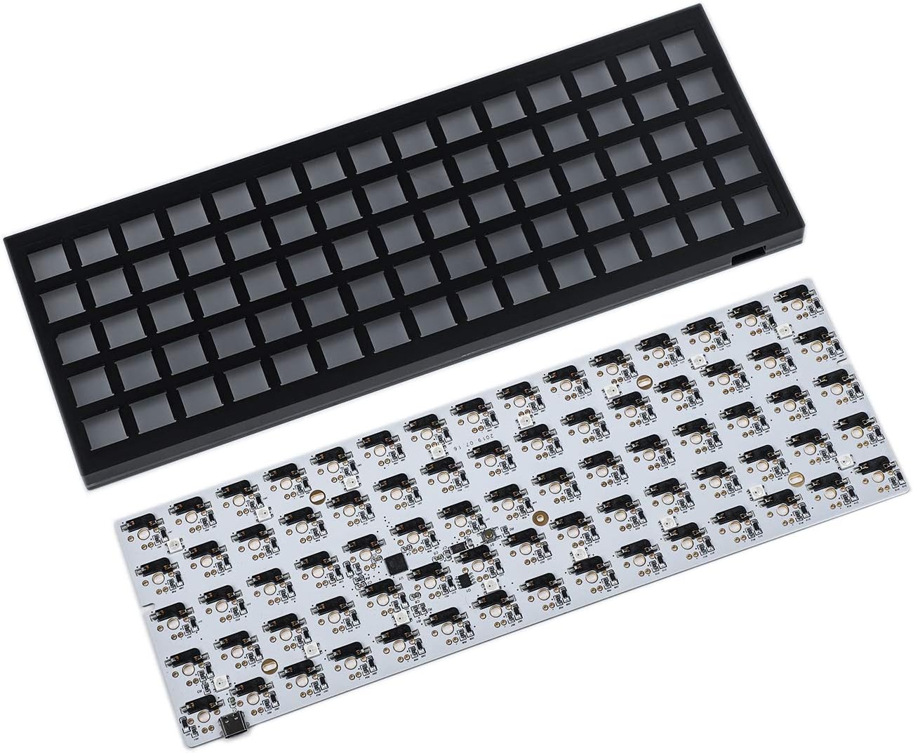 ID75 75 Keys Ortholinear Layout QMK Anodized Aluminum Case Plate hot-swappable Hot Swap Type C PCB Mechanical Keyboard Kit (Black)