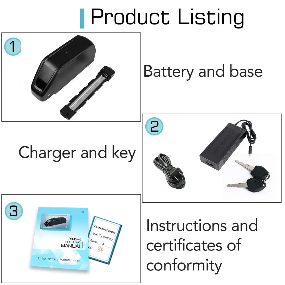 BVSLTUK 52V Ebike Battery, 52V 24Ah Lg4800 Cell Shark Electric Bike Battery for 200W-1500W Motors Jumbo Bicycle Battery.