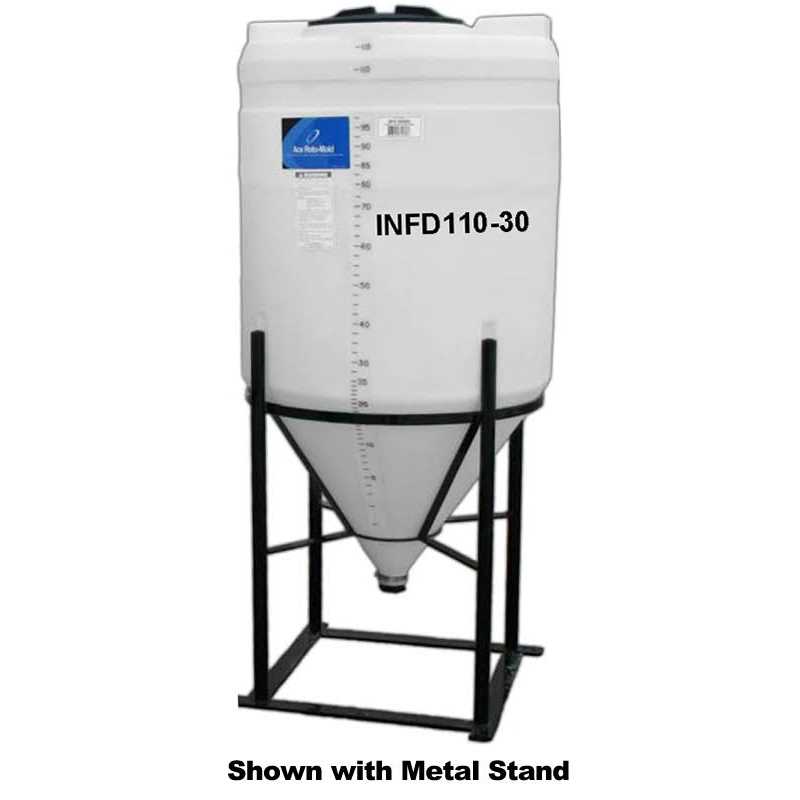 110 Gallon 55 Degree Plastic Cone Bottom Inductor Tank with Fully Draining Outlet in White - Shop Hardware Tools Online Store
