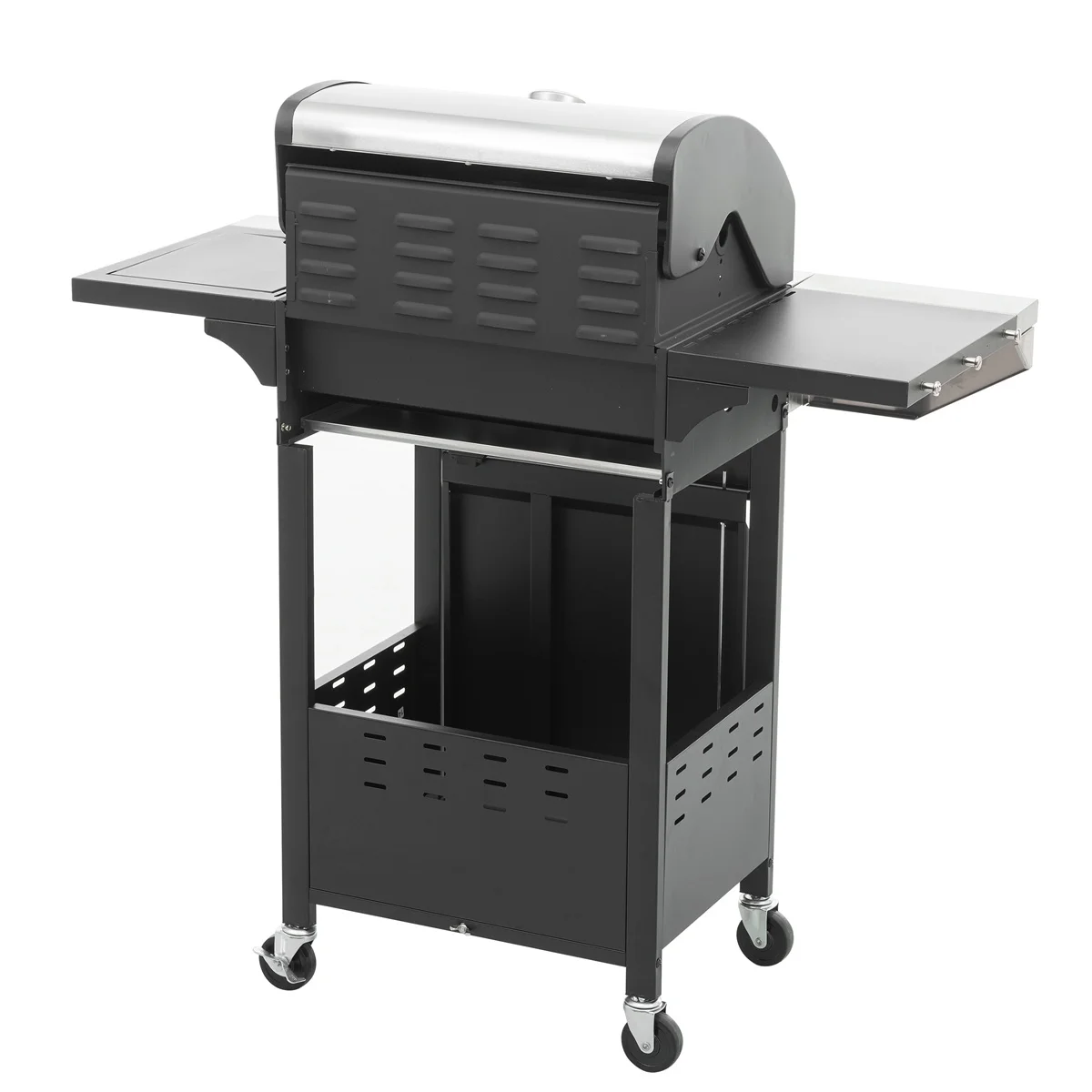 Highsound 3 Burner BBQ Propane Gas Grill with Side Burner, Stainless Steel 37,150 BTU Patio Garden Barbecue Grill with Thermometer, Black