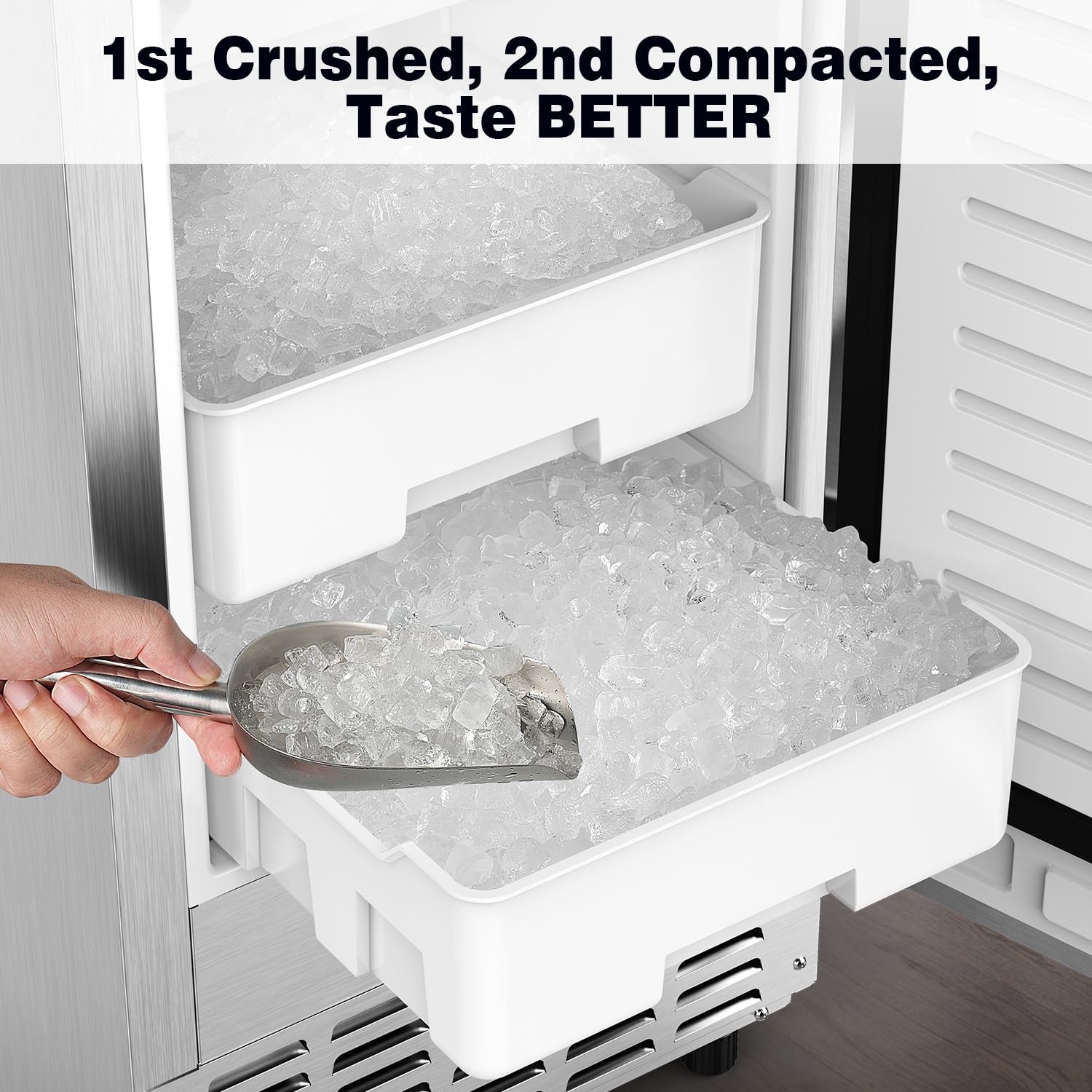 Kndko Under Counter Ice Maker, 66Lbs/Day, Nugget ice Machine, Self Cleaning Ice Maker, 24H Timer, 2 ice basket/18lbs, Undercounter Nugget Ice Maker Machine for Bar,Restaurant,Home,RV,Stainless Steel