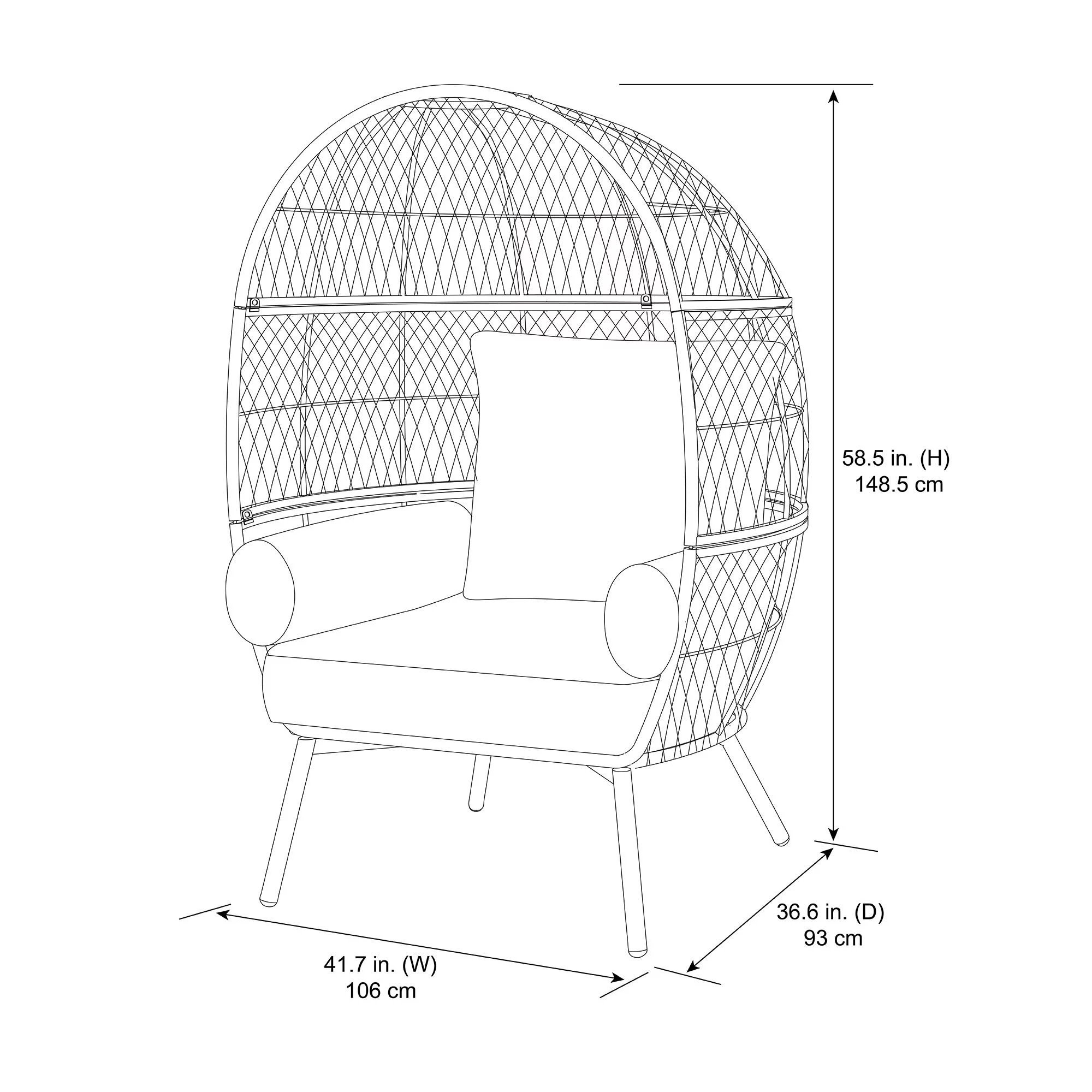 Better Homes & Gardens Ventura Boho Stationary Outdoor Wicker Egg Chair