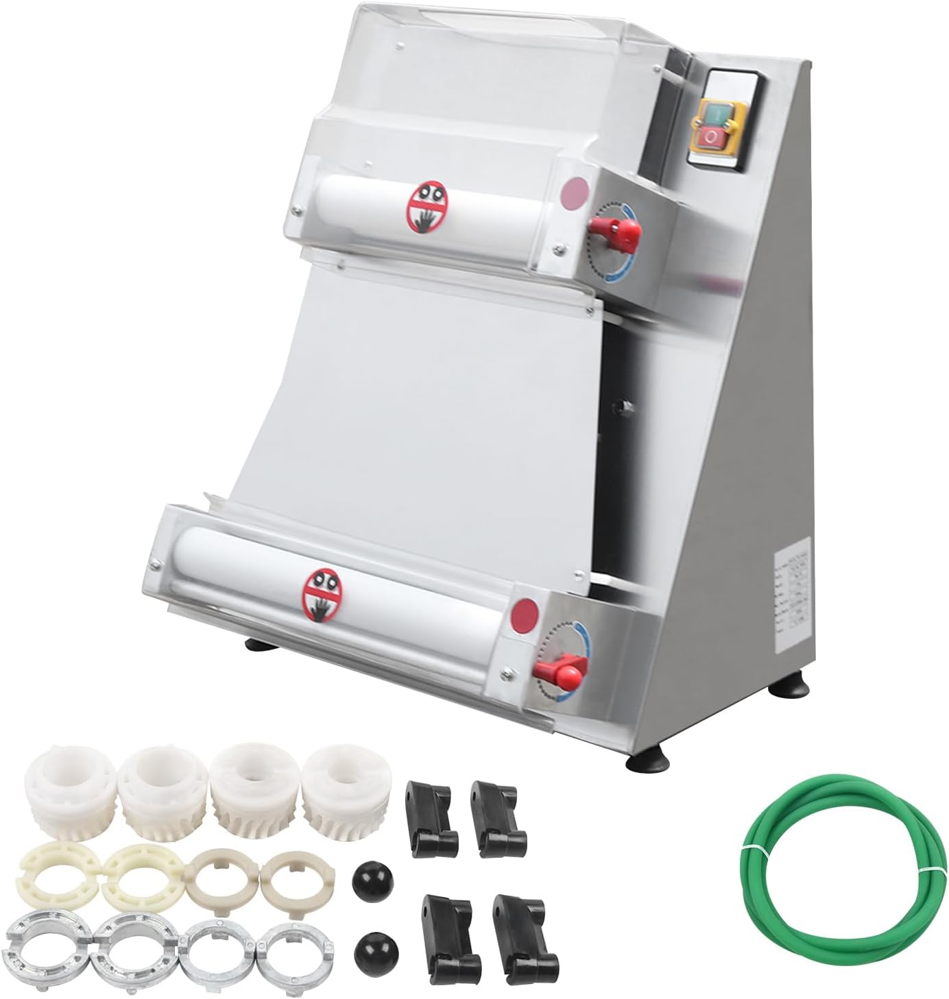 Commercial Dough Roller Sheeter, Automatic 370W Electric Pizza Dough Roller, Stainless Steel Adjustable Thickness Dough Machine, 5s Fast Production, for Pasta Maker Equipment