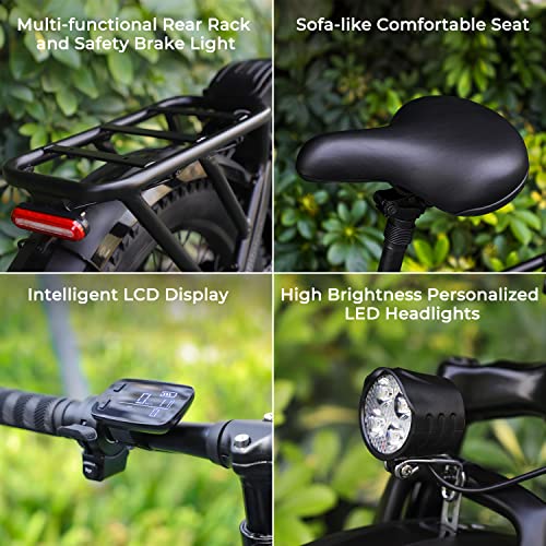 SOHAMO H3 Electric Bike for Adults, 750W Brushless Motor Foldable Ebike 28mph, 48V 15/20AH Battery, 40/60Miles Range Ebike with 7 Speed Electric Bicycle for Road Sand Snow Mountain