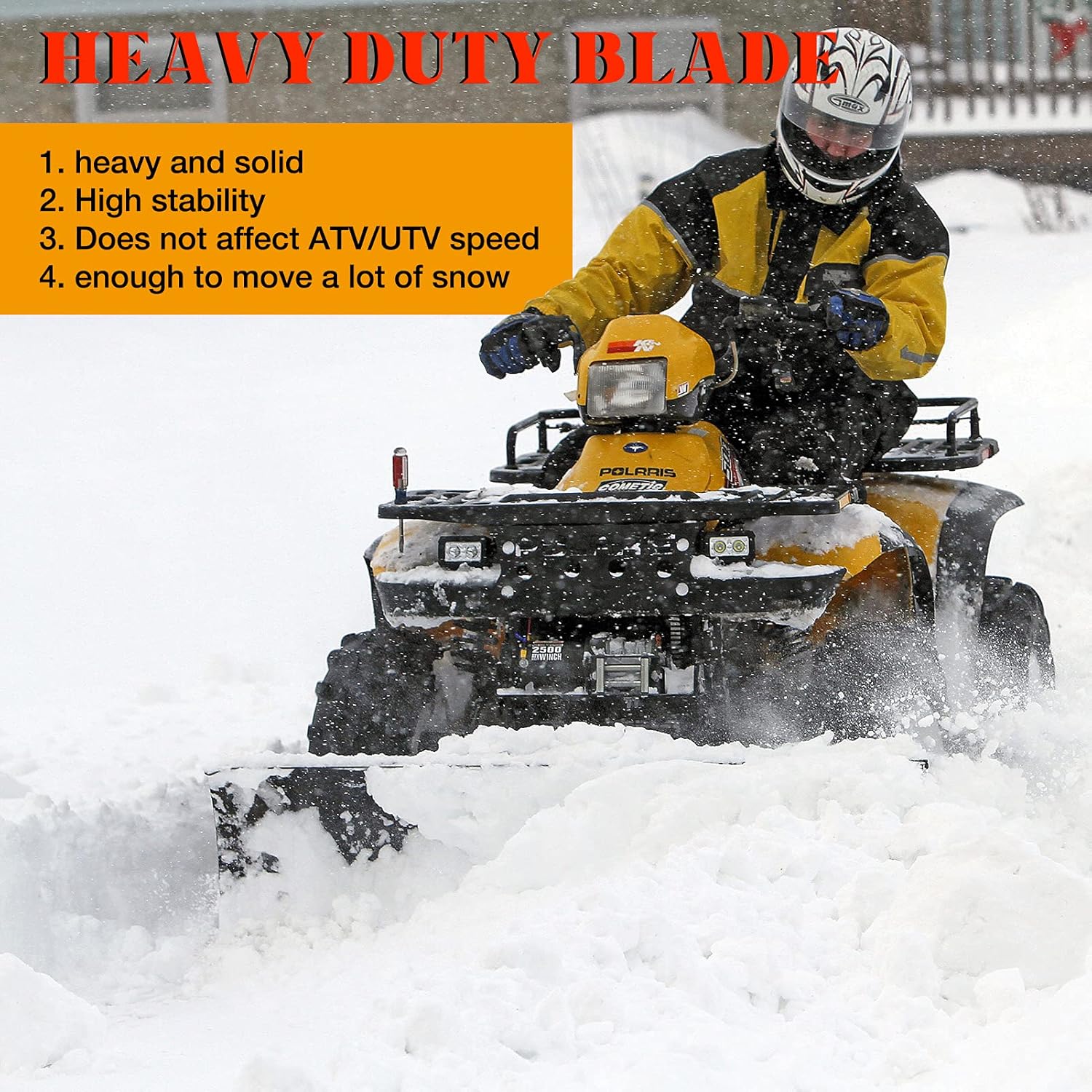 DING.PAI Universal Snow Plow Kit Heavy Duty Steel Square Push Snow Blade Adjustable for Pickup Trucks UTV ATV Arctic Cat Access Kawasaki Honda Aeon Crossland 50 Inch