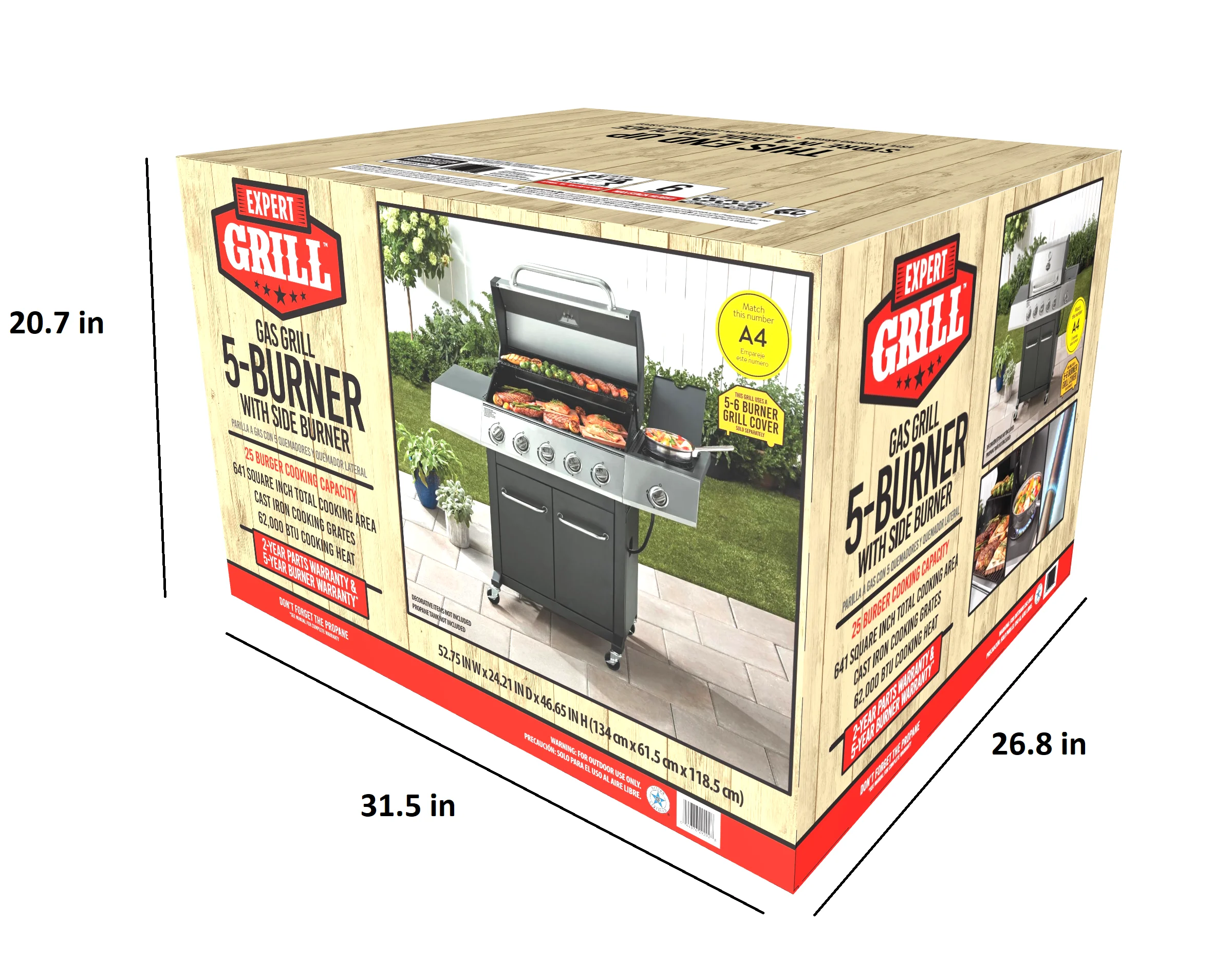 Expert Grill 5 Burner Propane Gas Grill with Side Burner