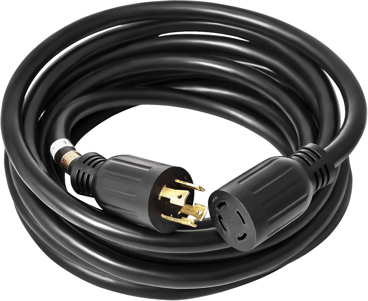Generator Extension Cord 50Ft 30 Amp 4 Wire 10 Gauge 125V 250V Twist Lock Connectors - Ideal for Powering Generators