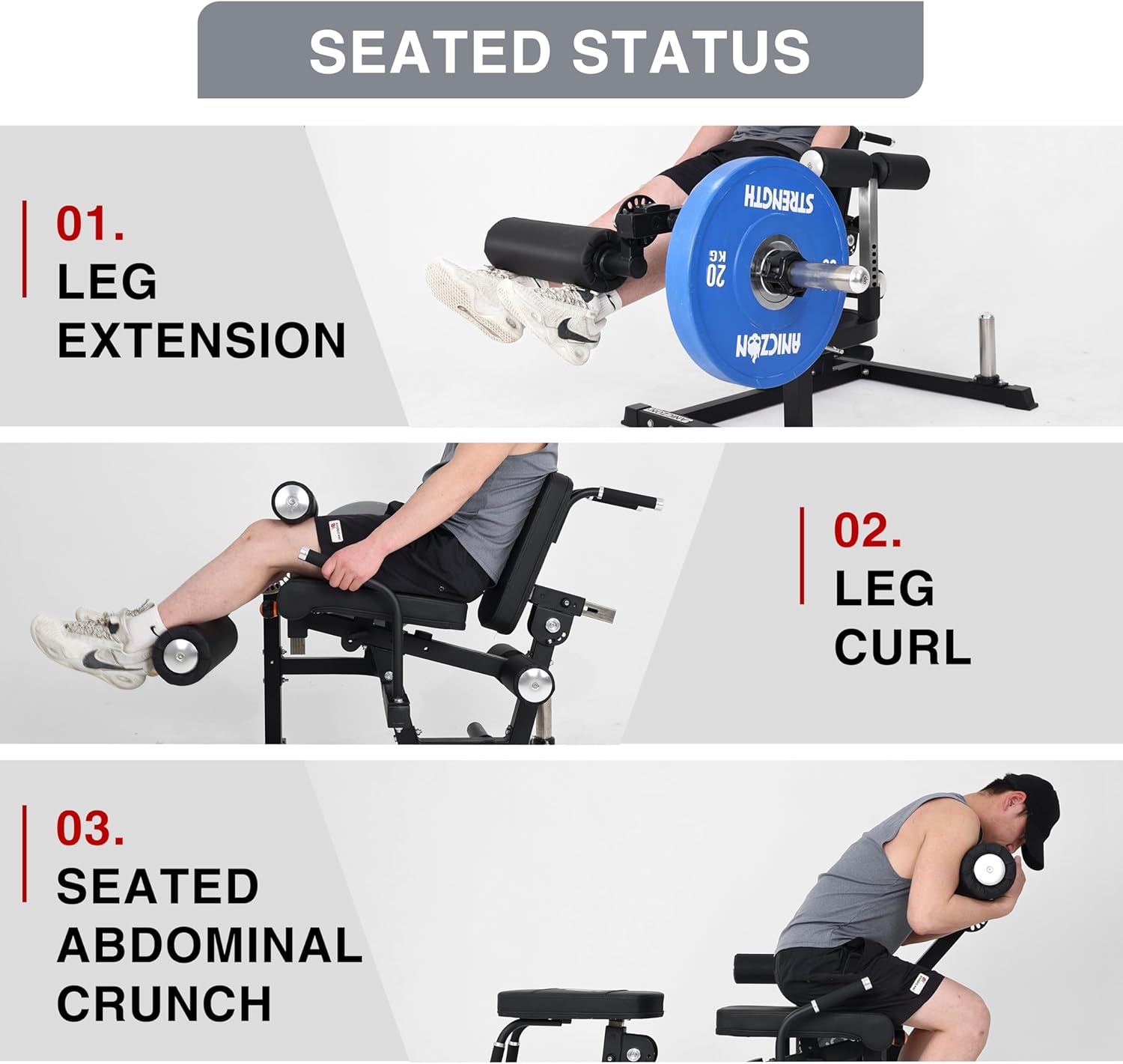 Leg Extension and Curl Machine, Leg Rotary Extension for Thigh with Adjustable Seat & Backrest, Lower Body Special Leg Machine with Plate Loaded for Home Gym, 770LB Commercial Rated