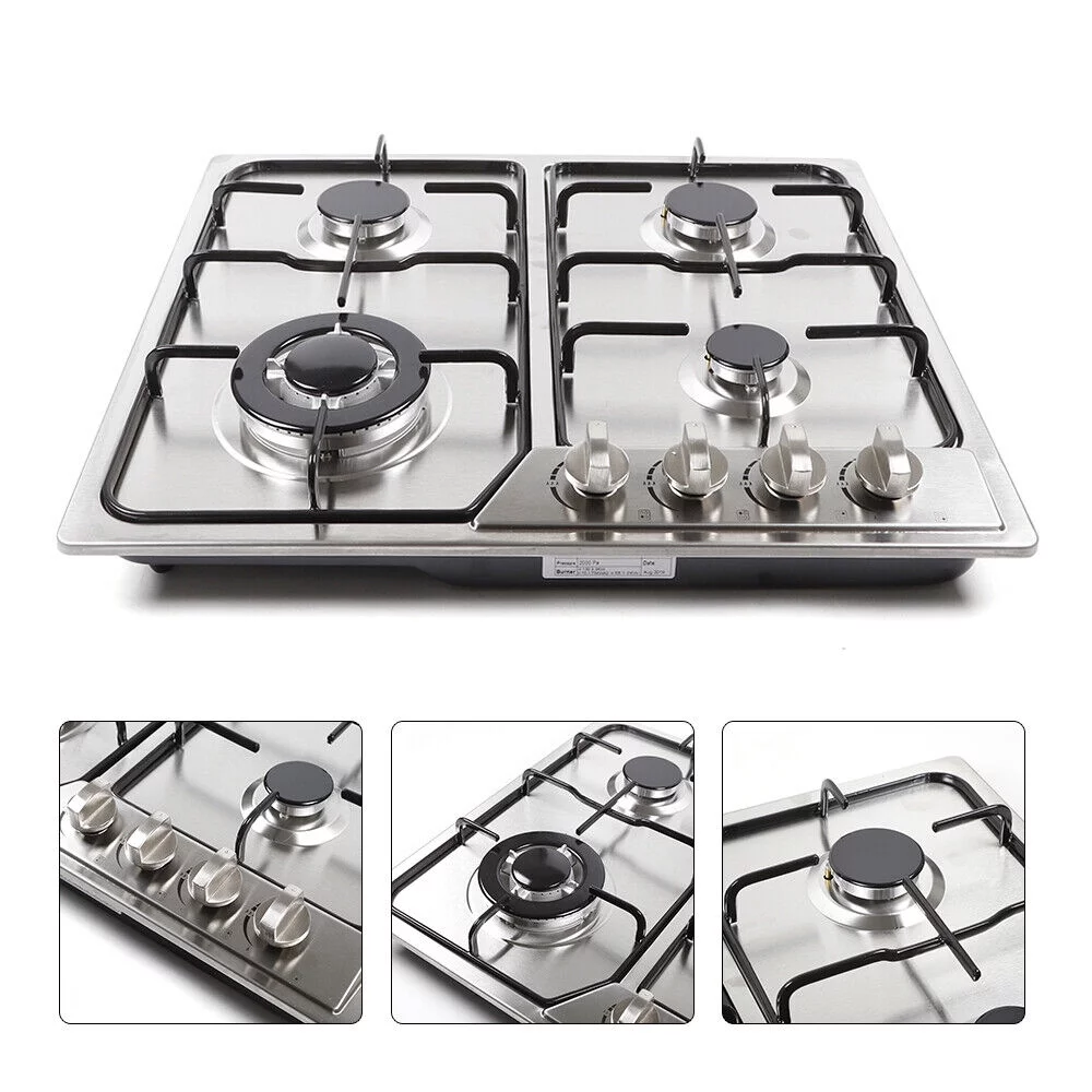 580*520mm Stainless Steel Built-in Gas Cooktop 4 Burners Natural gas LPG Cooktop